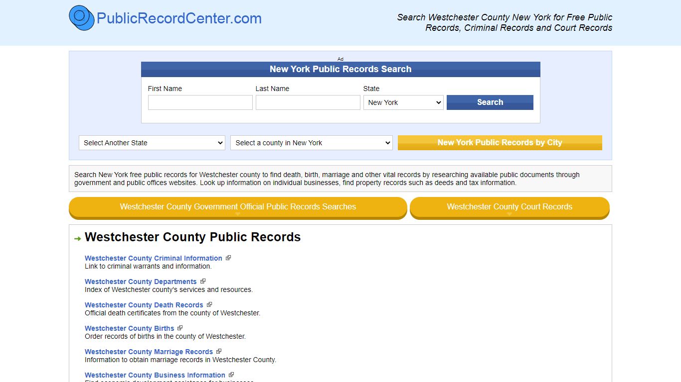 Westchester County New York Free Public Records - Court ...